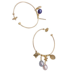 Boucles d'oreille Créoles LOUIS VUITTON "Monogram" en or jaune et perles - Castafiore