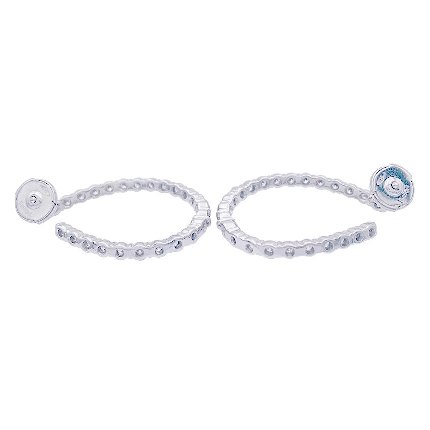 Boucles d'oreille créoles or blanc, diamants. - Castafiore
