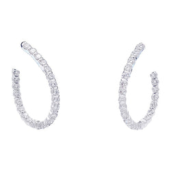 Boucles d'oreille créoles or blanc, diamants. - Castafiore
