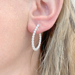 Boucles d'oreille créoles or blanc, diamants. - Castafiore