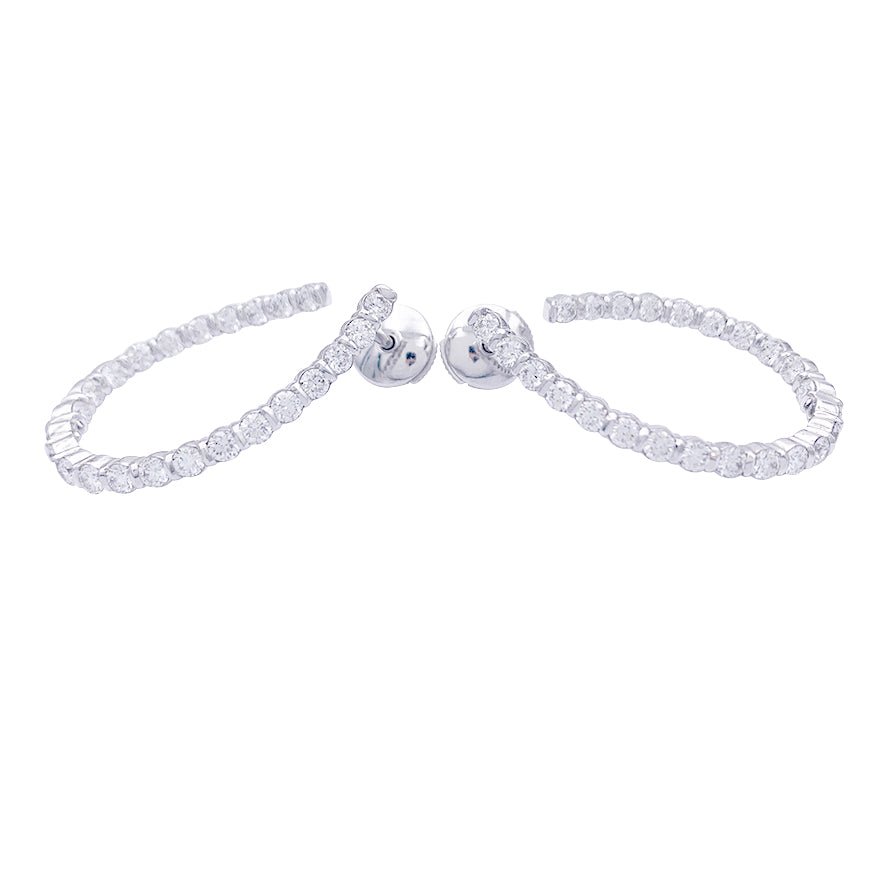 Boucles d'oreille créoles or blanc, diamants. - Castafiore