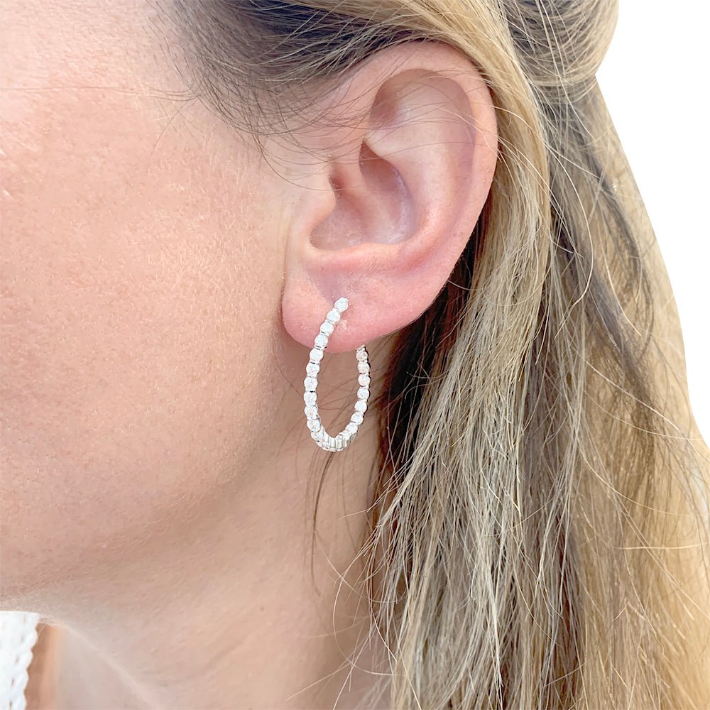Boucles d'oreille créoles or blanc, diamants. - Castafiore