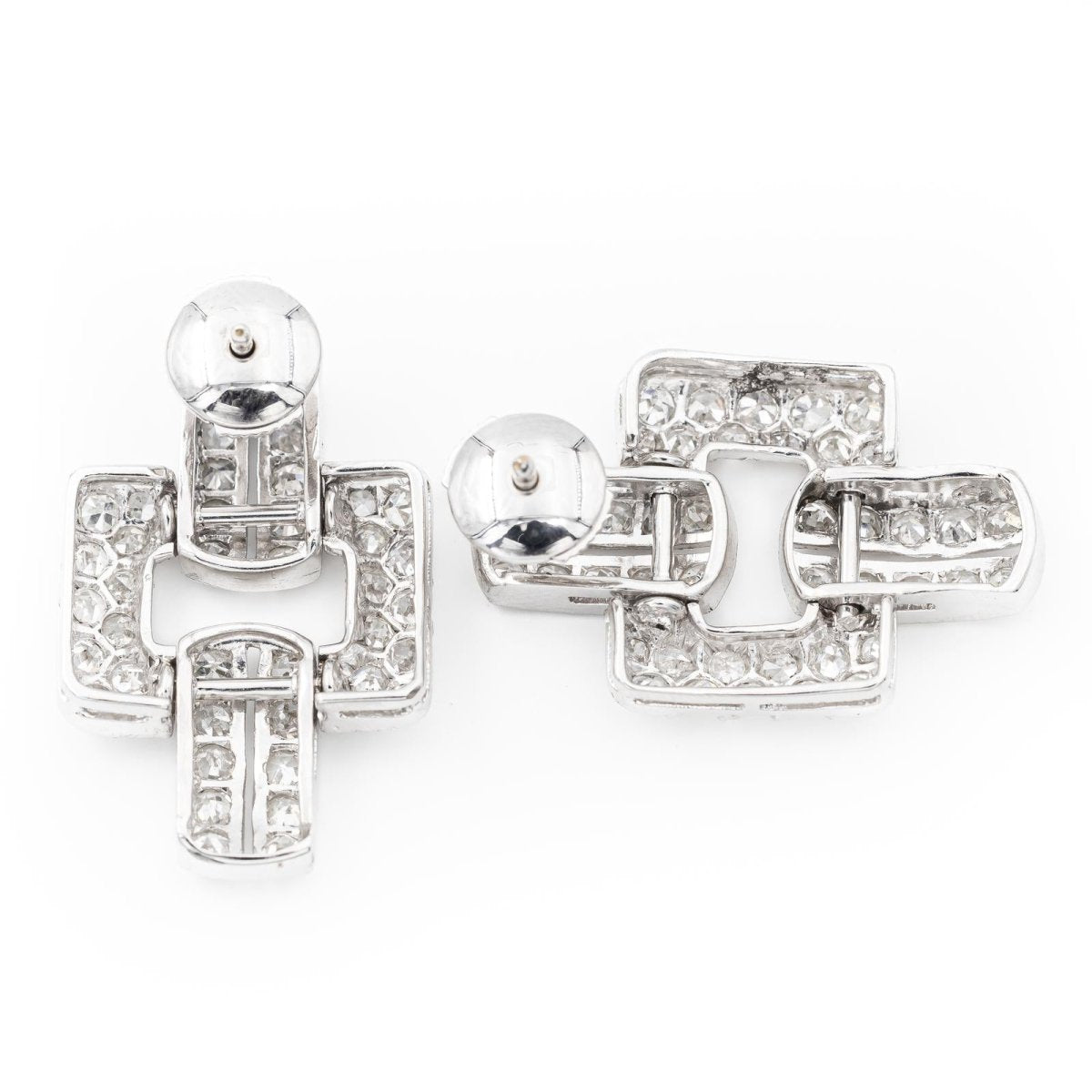 Boucles d'oreilles Alpa art déco en platine, or blanc et diamants - Castafiore