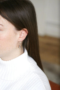 Boucles d'oreilles Art Deco diamants trois ors - Castafiore