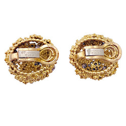 Boucles d'oreilles BOUCHERON en or jaune, platine et diamants. - Castafiore