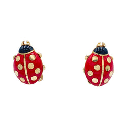 Boucles d'oreilles Cartier, "Coccinelles", or jaune, émail - Castafiore