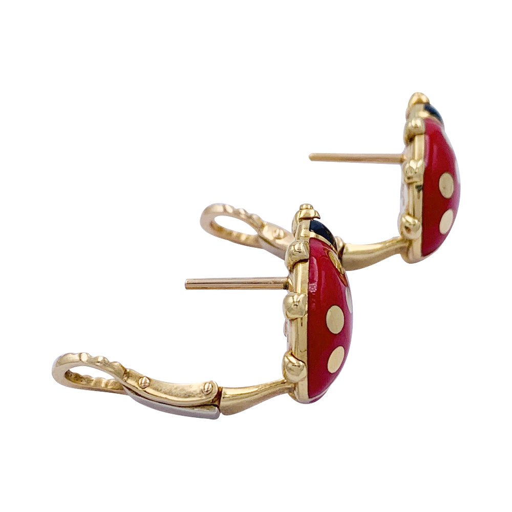 Boucles d'oreilles Cartier, "Coccinelles", or jaune, émail - Castafiore