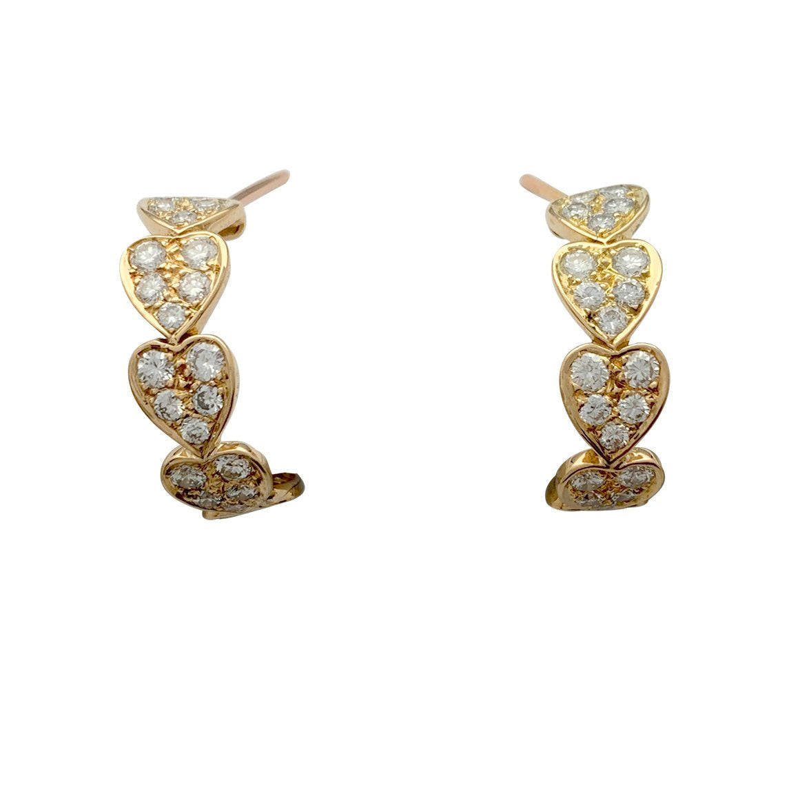 Boucles d'oreilles Cartier, "Coeurs", or jaune, diamants - Castafiore