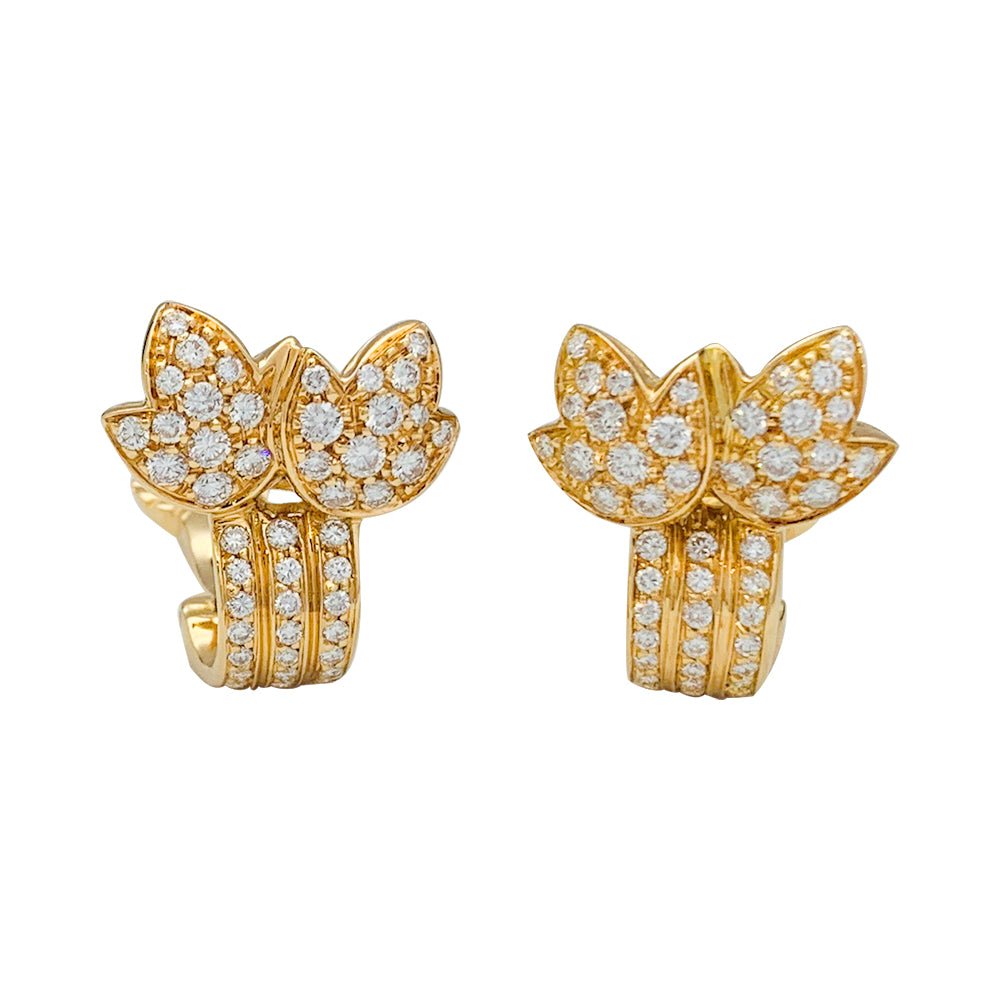 Boucles d'oreilles CARTIER "Feuilles" en or jaune et diamants - Castafiore