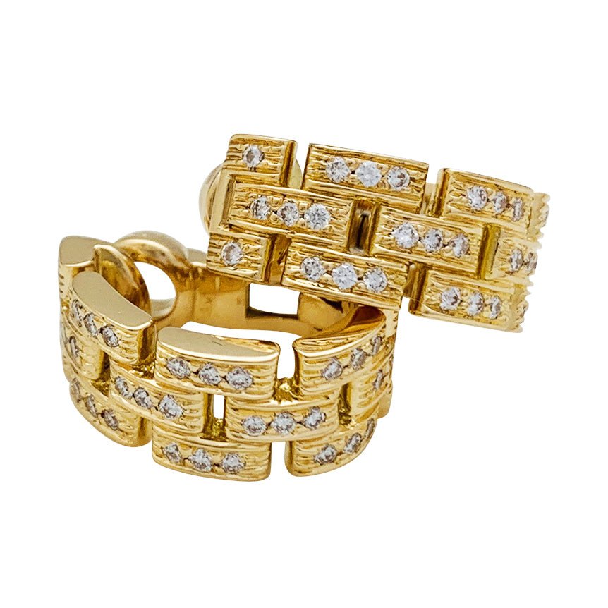 Boucles d'oreilles CARTIER, "Maillon Panthère 3 rangs pavés", or jaune, diamants - Castafiore
