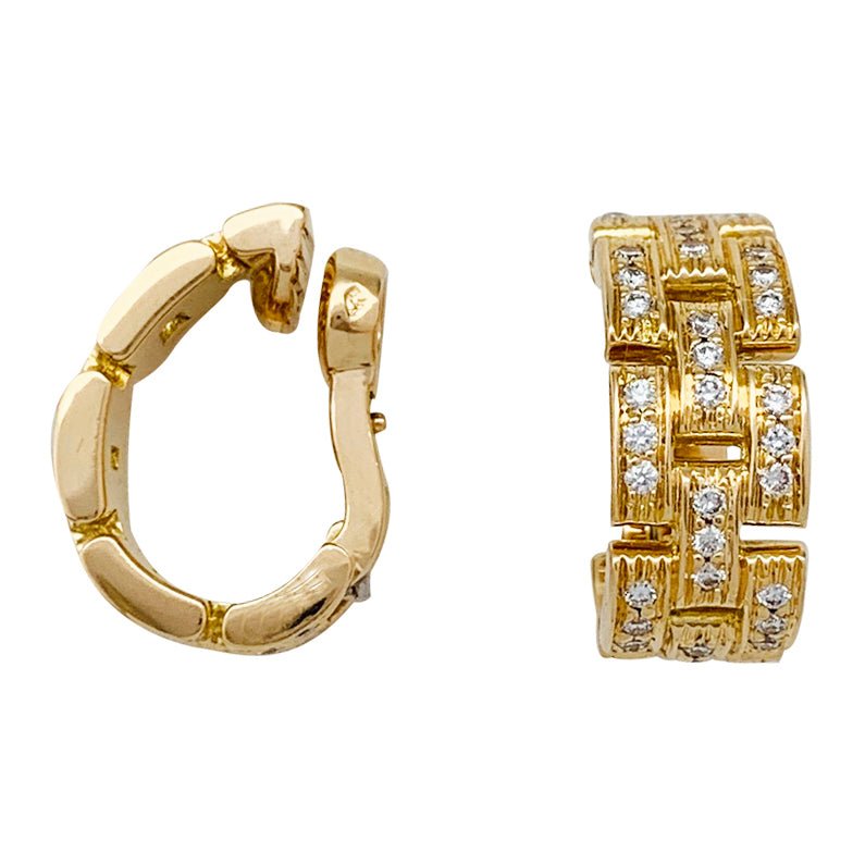 Boucles d'oreilles CARTIER, "Maillon Panthère 3 rangs pavés", or jaune, diamants - Castafiore