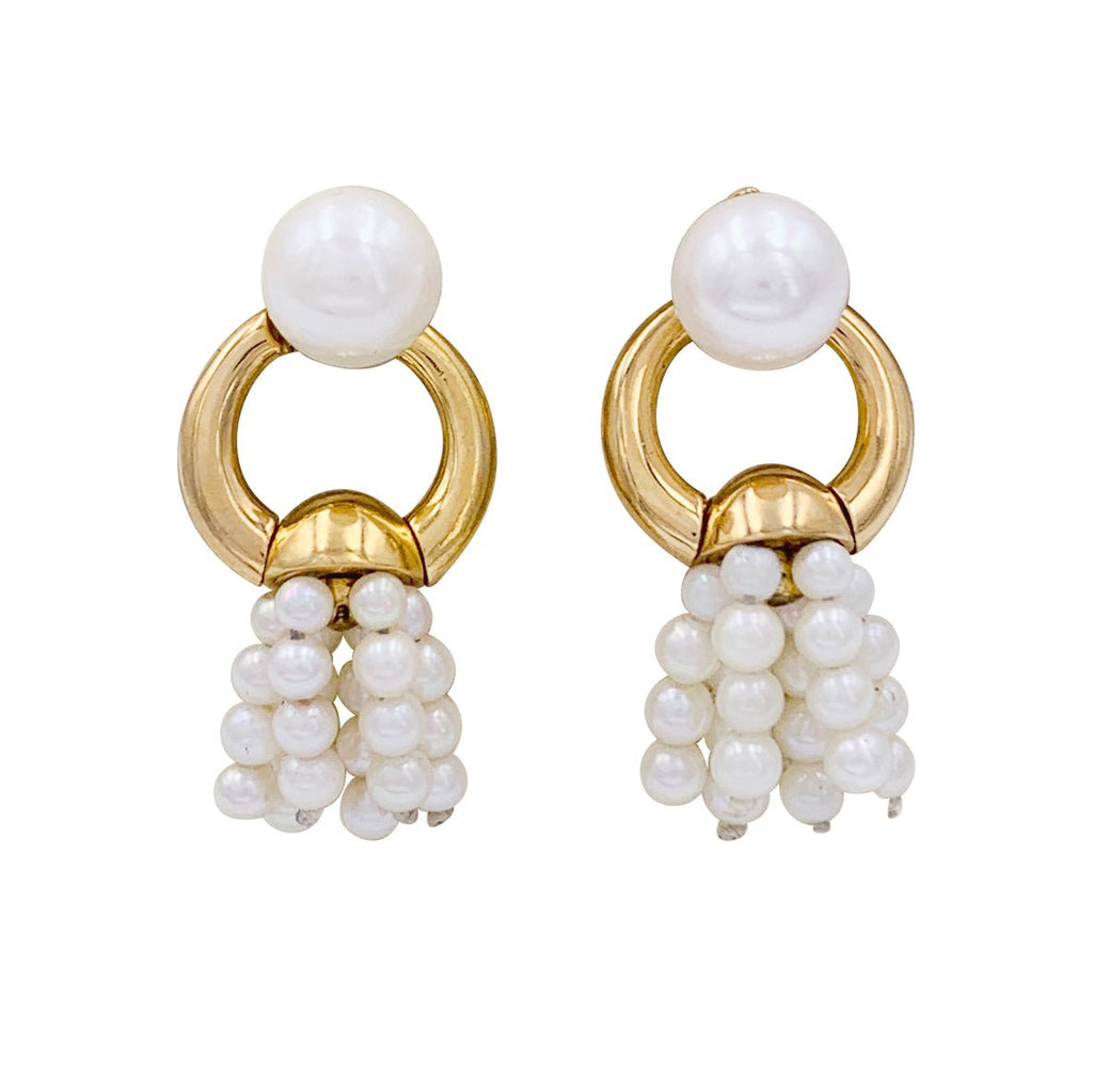 Boucles d'oreilles Cartier, "Pompons", or jaune, perles. - Castafiore
