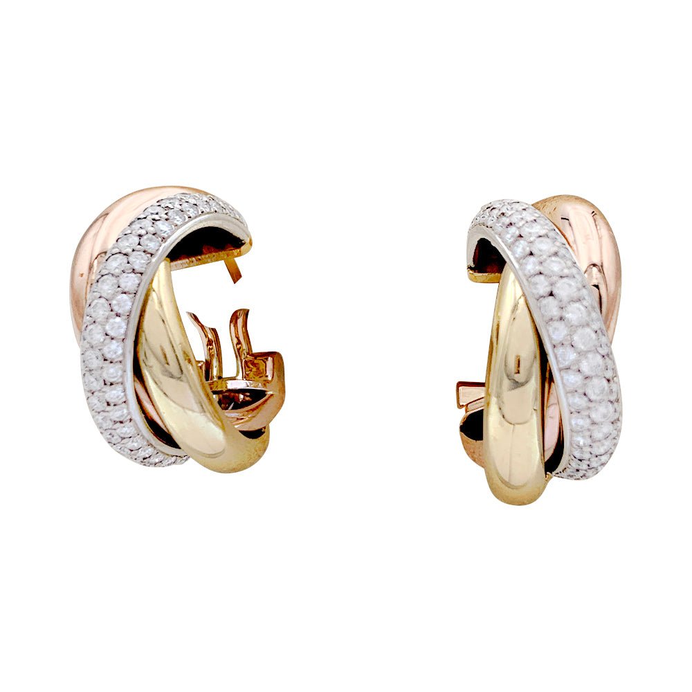 Boucles d'oreilles Cartier, "Trinity", 3 ors, diamants. - Castafiore