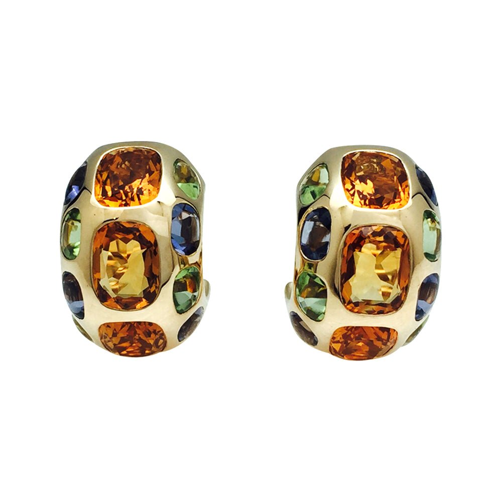 Boucles d'oreilles CHANEL, "Coco", or jaunes et pierres fines - Castafiore