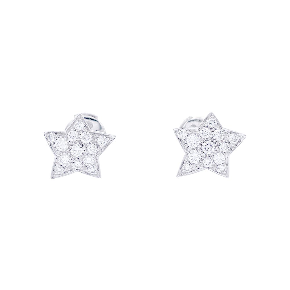 Boucles d'oreilles CHANEL "Comète" en or blanc et diamants - Castafiore
