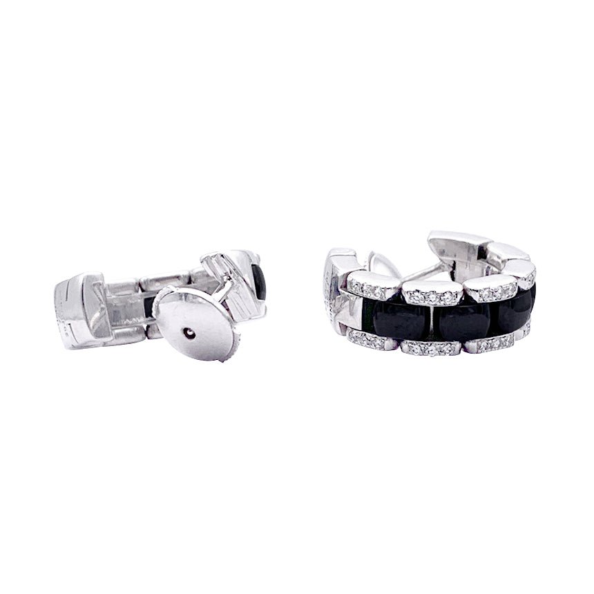 Boucles d'oreilles CHANEL "Ultra" en or blanc, céramique et diamants - Castafiore