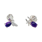 Boucles d'oreilles CHAUMET, "Attrape-moi...si tu m'aimes", or blanc, améthystes - Castafiore