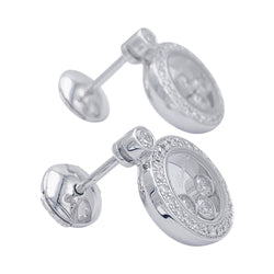Boucles d'oreilles Chopard, "Happy Diamonds" en or blanc, diamants - Castafiore