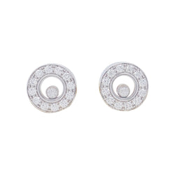 Boucles d'oreilles CHOPARD "Happy Diamonds" en or blanc et diamants. - Castafiore