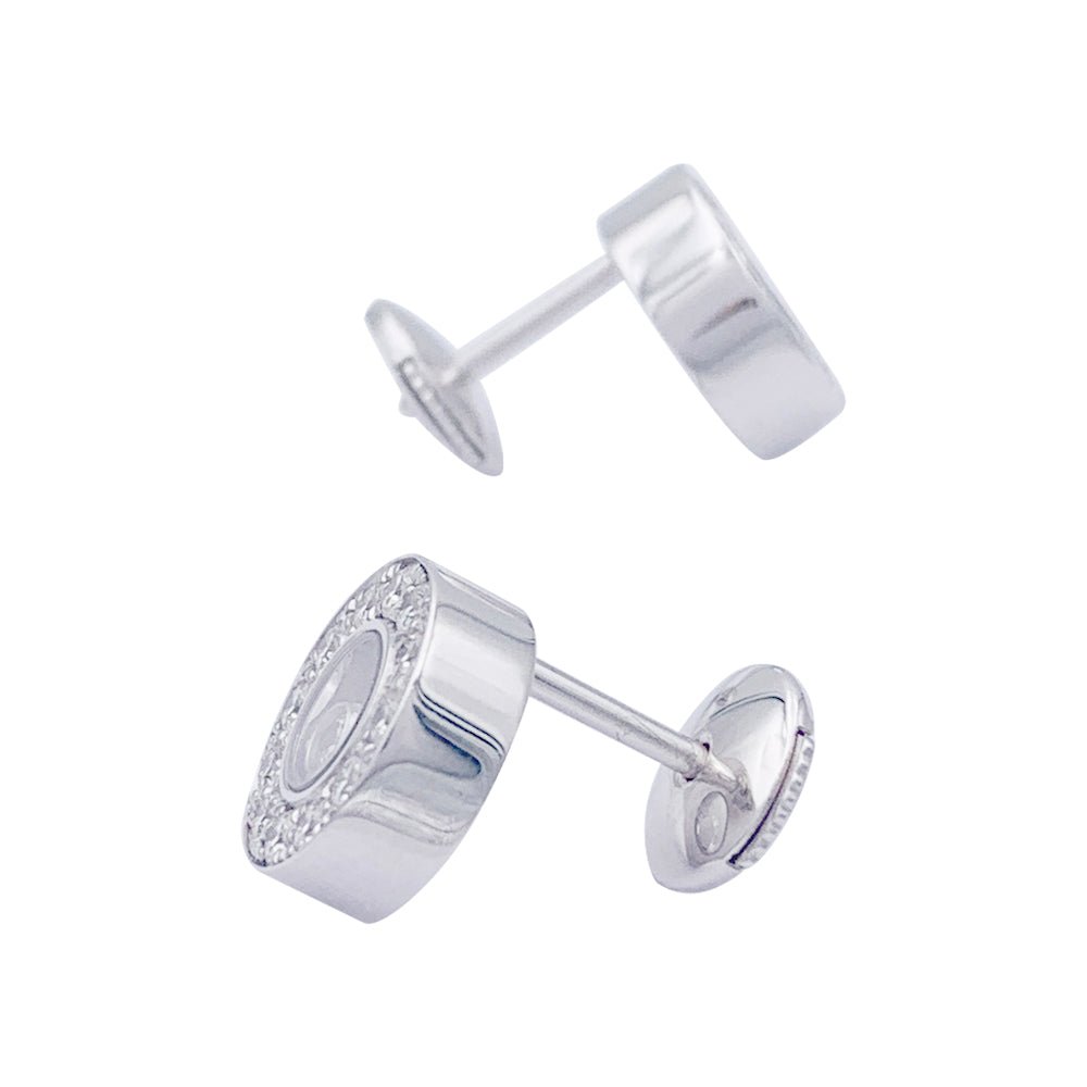 Boucles d'oreilles CHOPARD "Happy Diamonds" en or blanc et diamants. - Castafiore