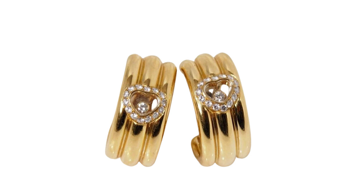 Boucles d'oreilles CHOPARD "Happy Diamonds" en or jaune et diamants - Castafiore