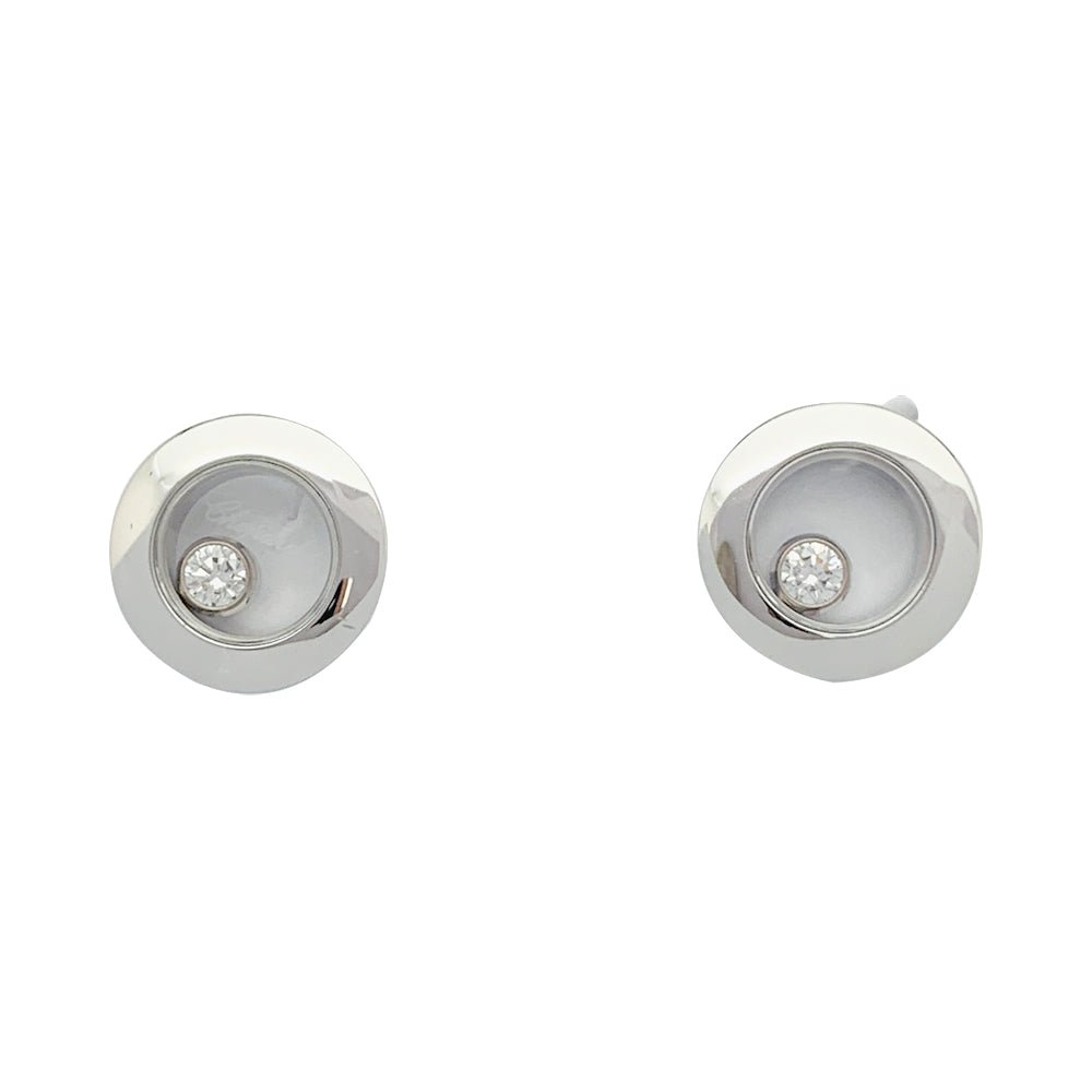 Boucles d'oreilles Chopard, "Happy Diamonds", or blanc, diamants - Castafiore