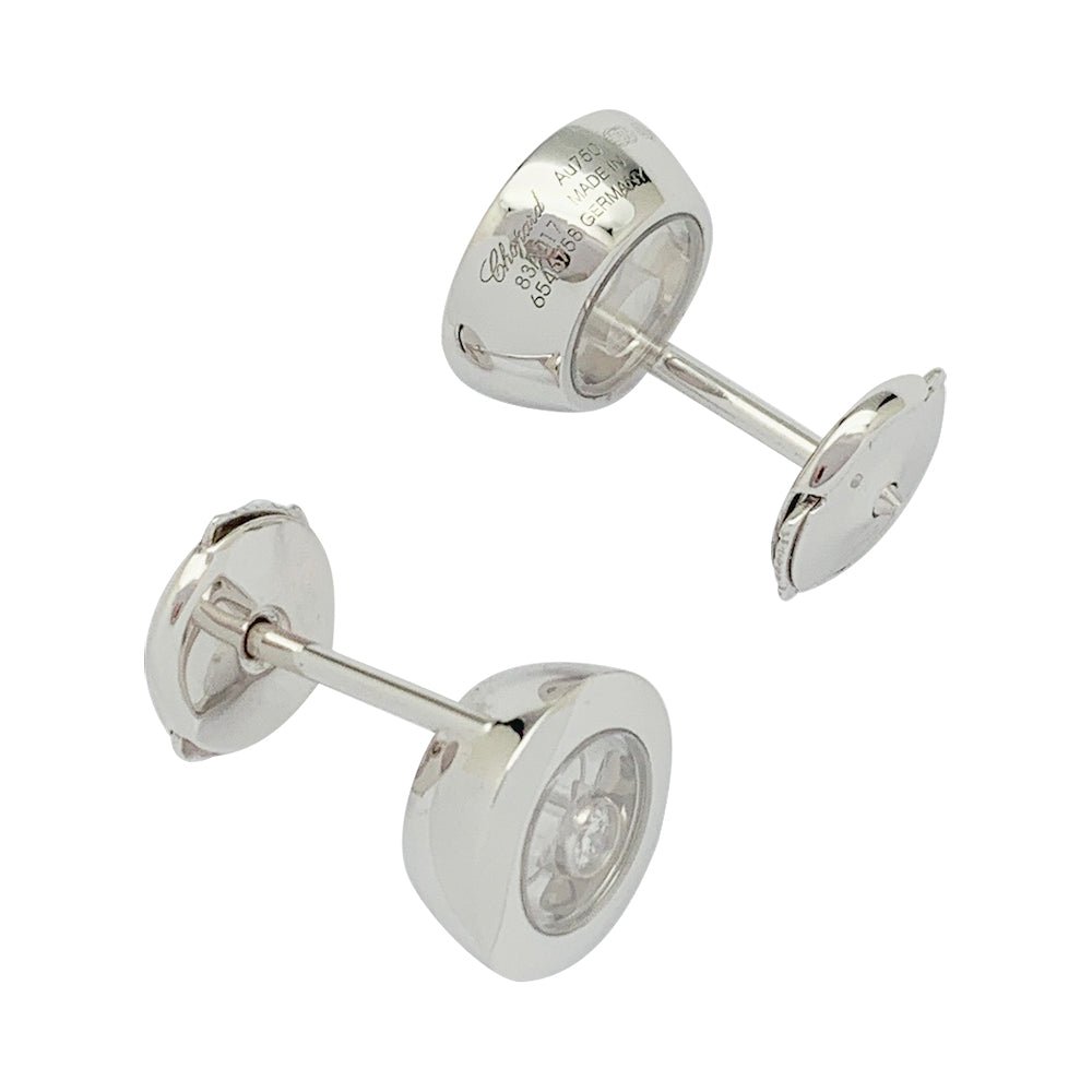 Boucles d'oreilles Chopard, "Happy Diamonds", or blanc, diamants - Castafiore