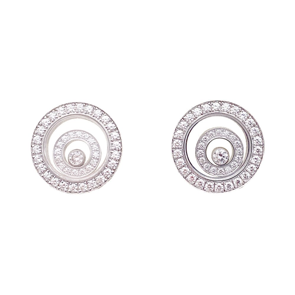 Boucles d'oreilles CHOPARD "Happy Spirit" en or blanc et diamants - Castafiore