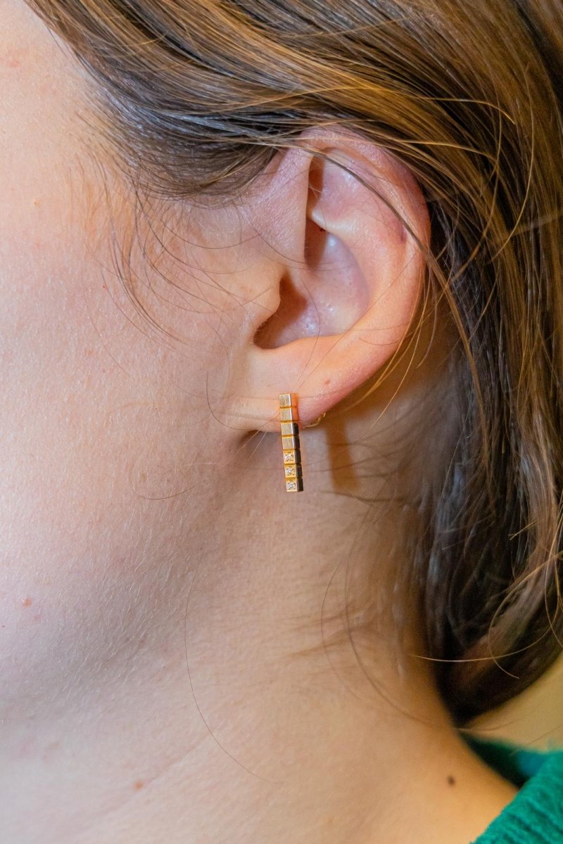 Boucles d'oreilles CHOPARD Puces Ice cube or rose et diamants - Castafiore