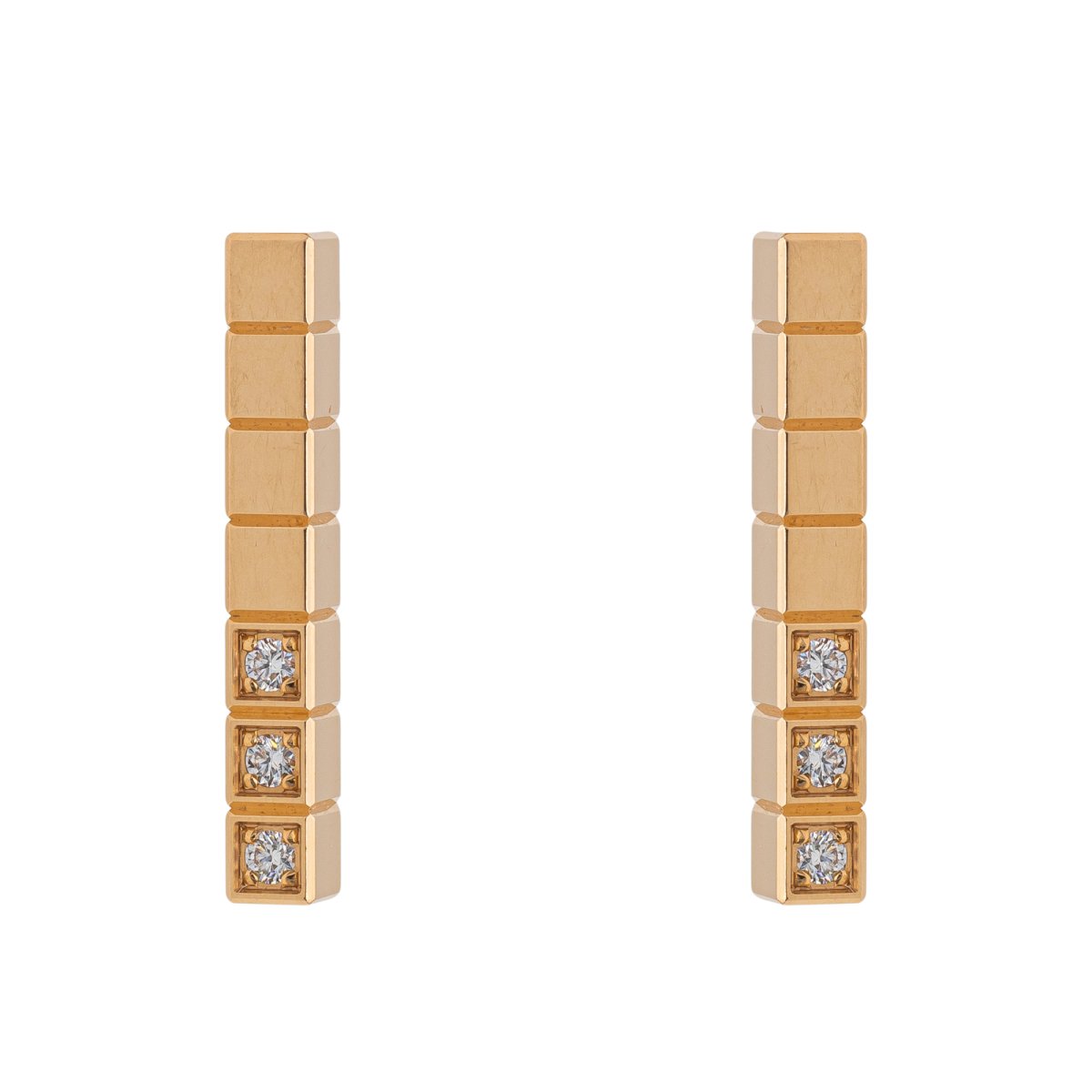 Boucles d'oreilles CHOPARD Puces Ice cube or rose et diamants - Castafiore