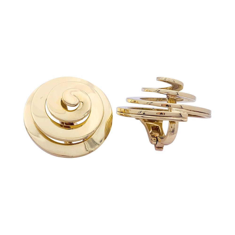 Boucles d'oreilles Clip BULGARI Tourbillon en or jaune - Castafiore