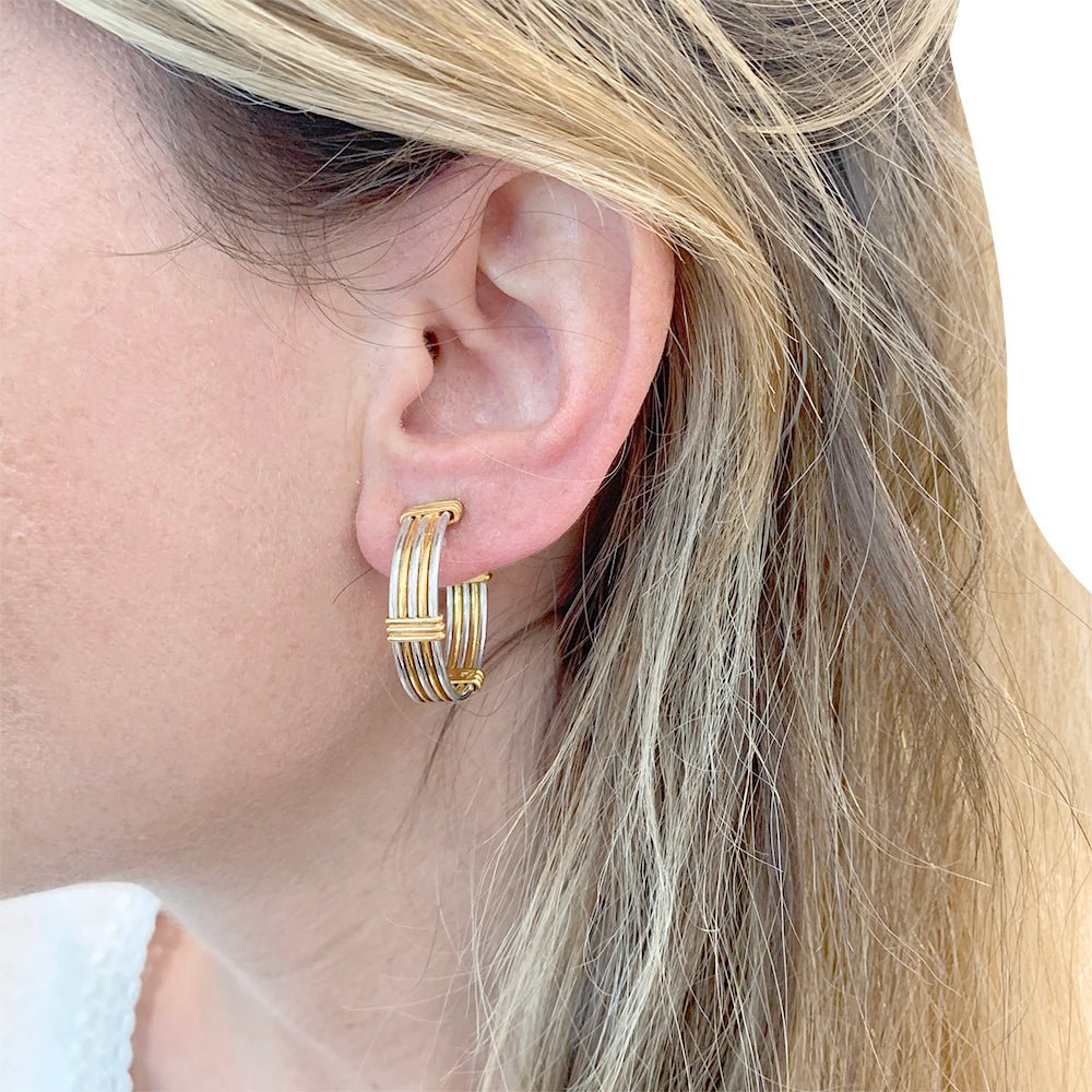 Boucles d'oreilles Clip CARTIER or jaune et acier - Castafiore