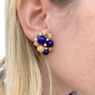 Boucles d'oreilles Clip CHAUMET en or jaune, lapis-lazuli et diamants - Castafiore