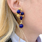 Boucles d'oreilles Clip CHAUMET en or jaune, lapis-lazuli et diamants - Castafiore