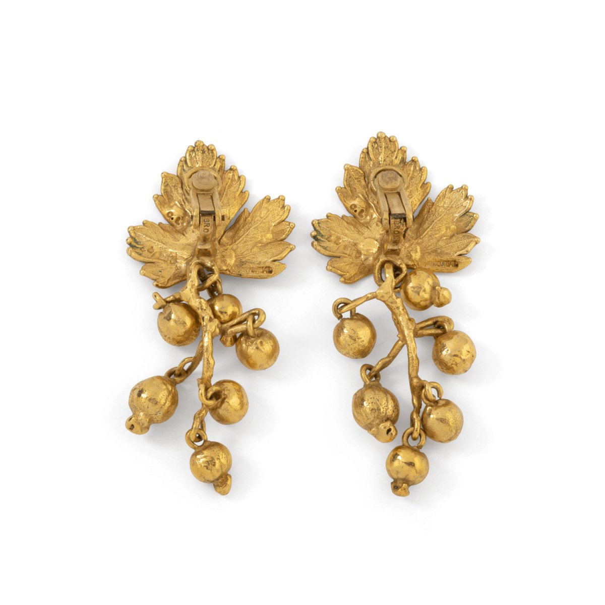 Boucles d'oreilles Clip Claude LALANNE "Groseilles", en bronze doré - Castafiore