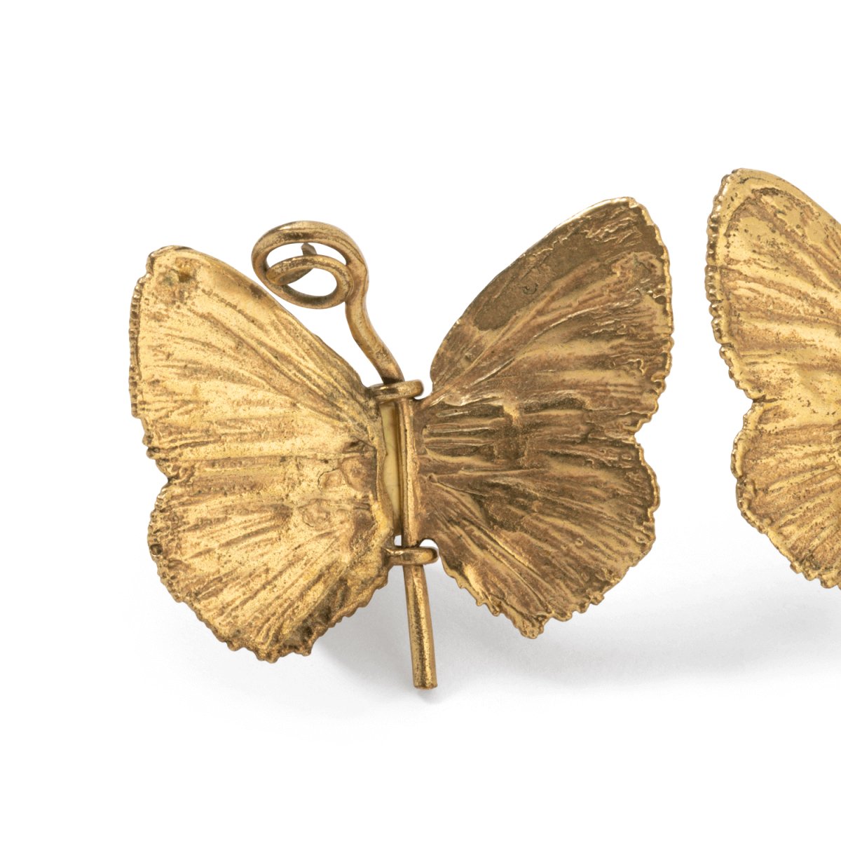 Boucles d'oreilles Clip CLAUDE LALANNE "Papillons", en bronze doré - Castafiore