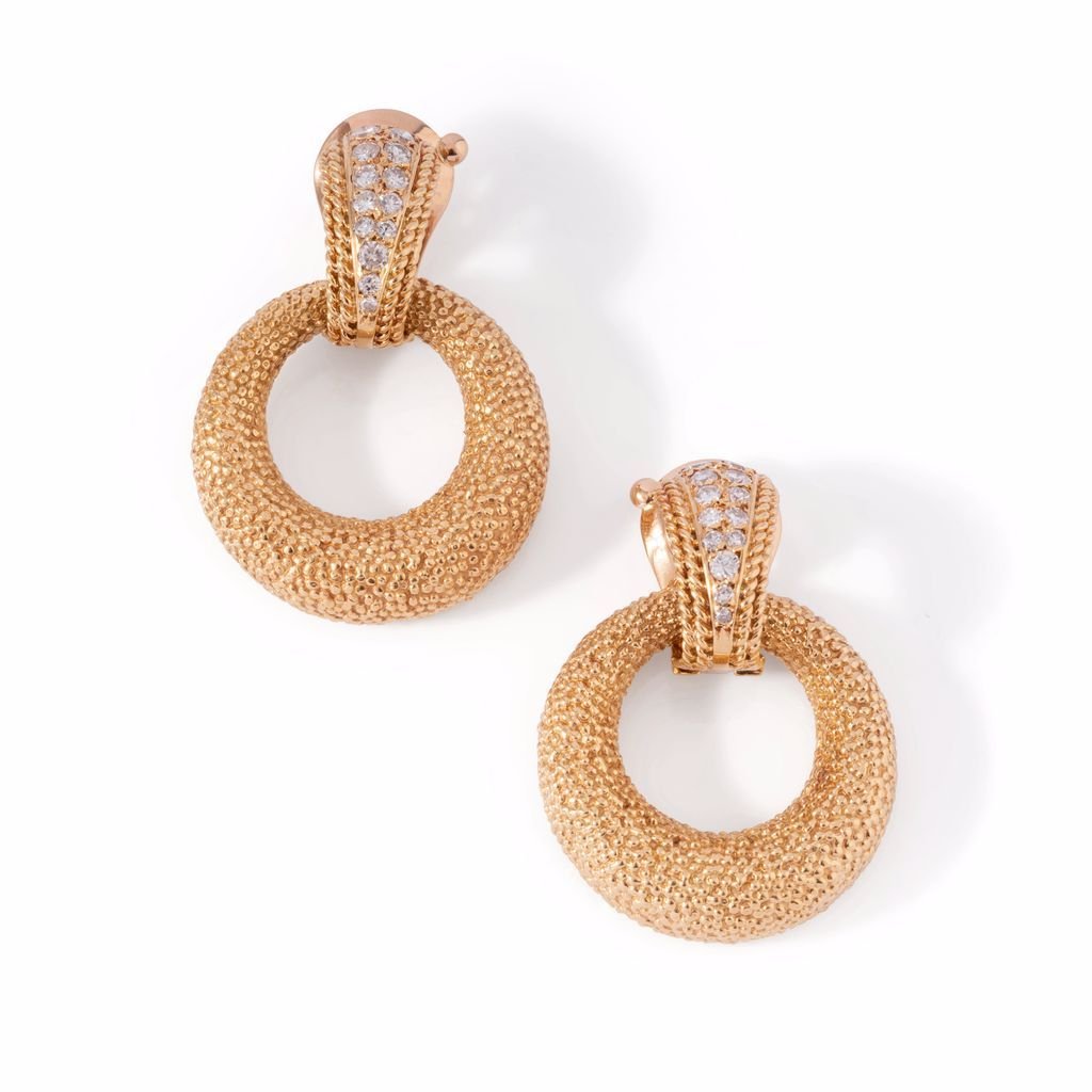 Boucles d'oreilles Clip VAN CLEEF & ARPELS en or jaune et diamants - Castafiore
