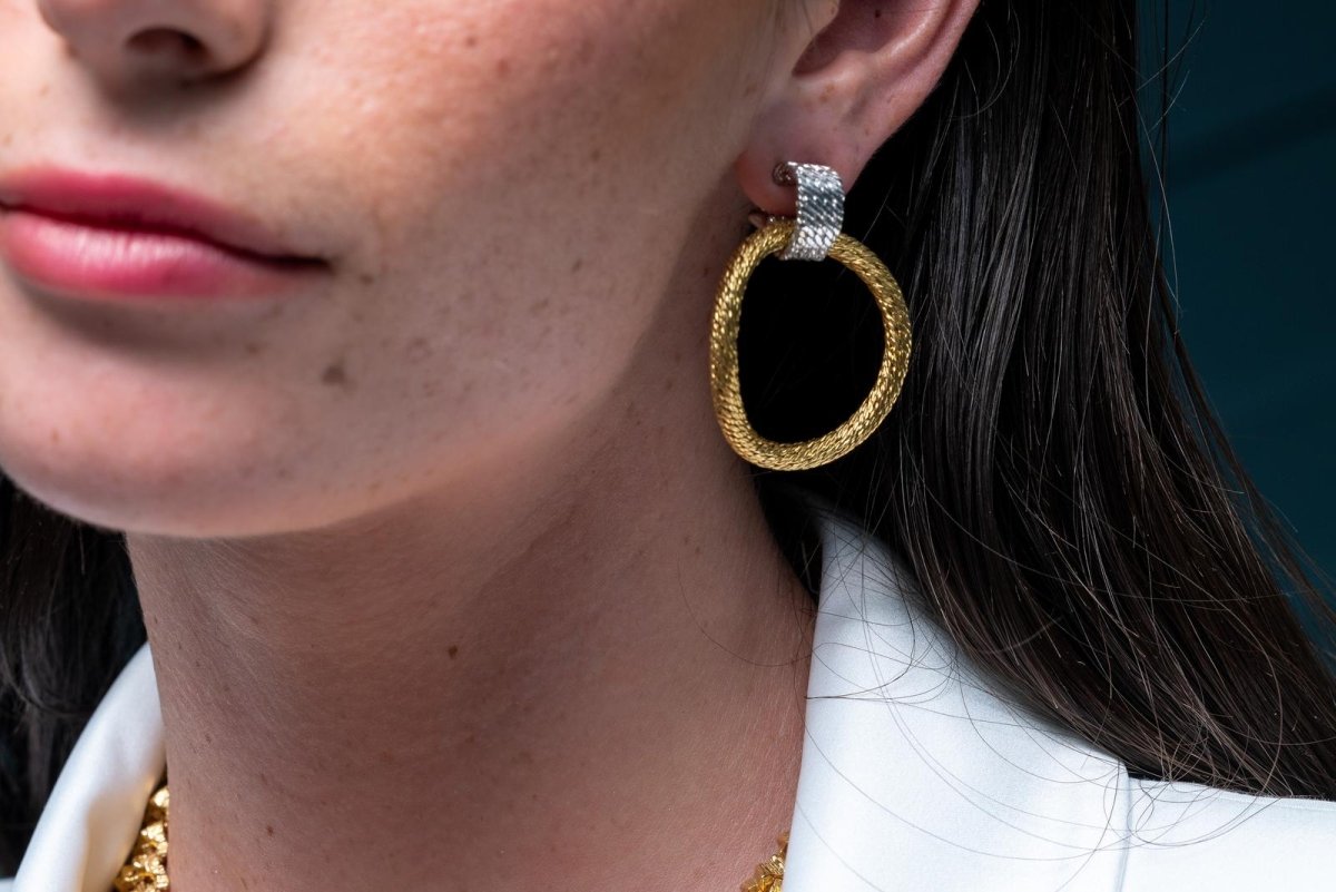 Boucles d'oreilles Clips anneaux en 2 ors - Castafiore