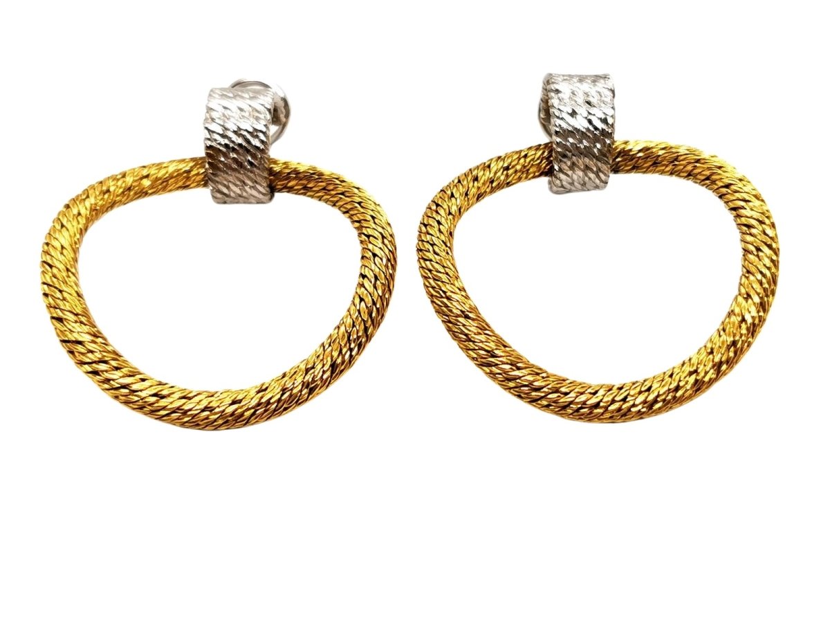 Boucles d'oreilles Clips anneaux en 2 ors - Castafiore