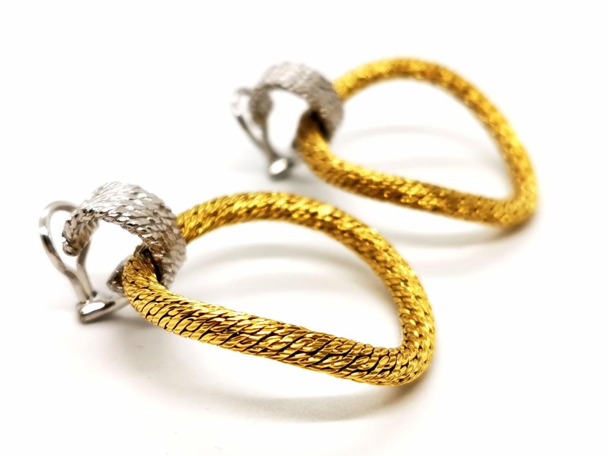 Boucles d'oreilles Clips anneaux en 2 ors - Castafiore