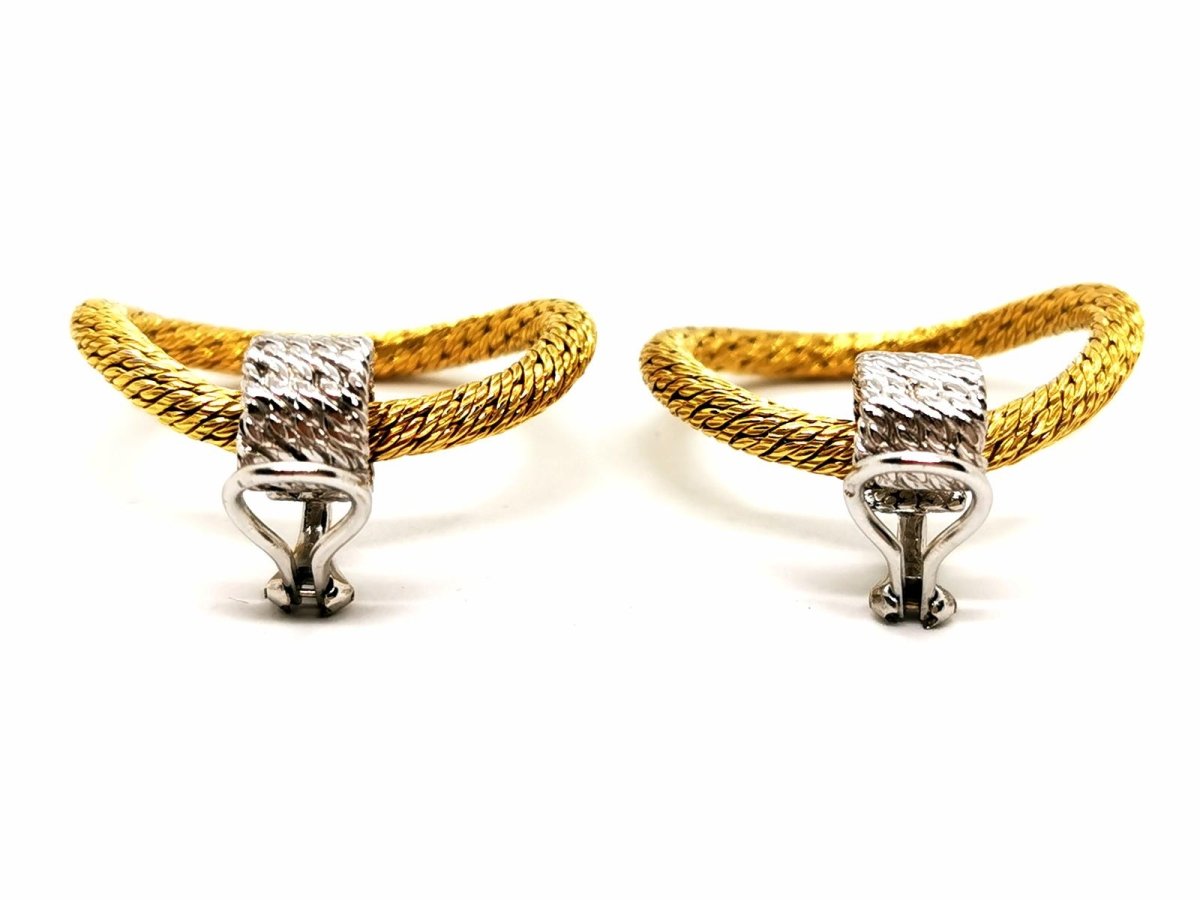 Boucles d'oreilles Clips anneaux en 2 ors - Castafiore