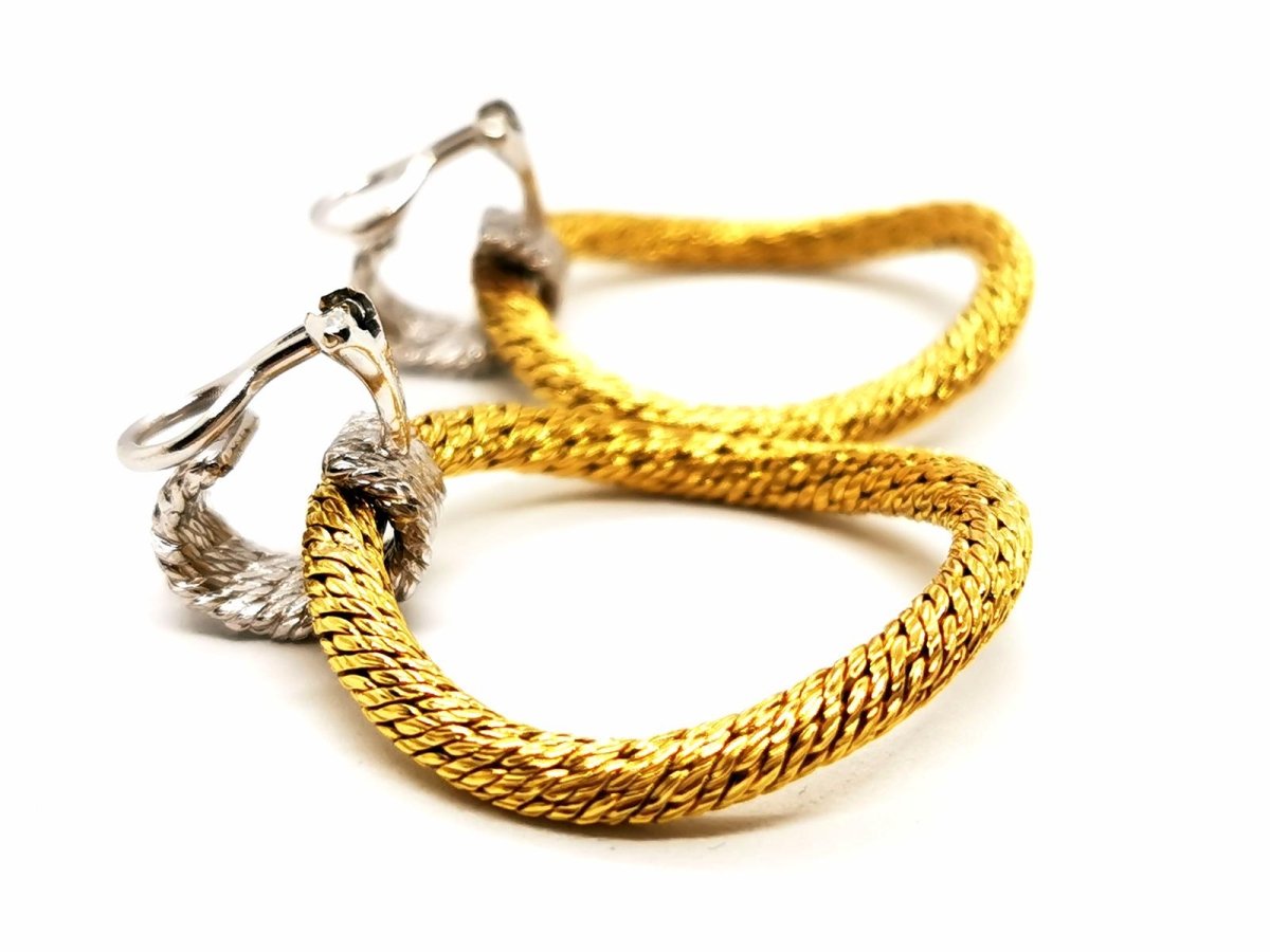 Boucles d'oreilles Clips anneaux en 2 ors - Castafiore