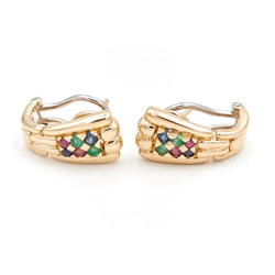 Boucles d'oreilles Clips en 2 ors et pierres fines multicolores - Castafiore