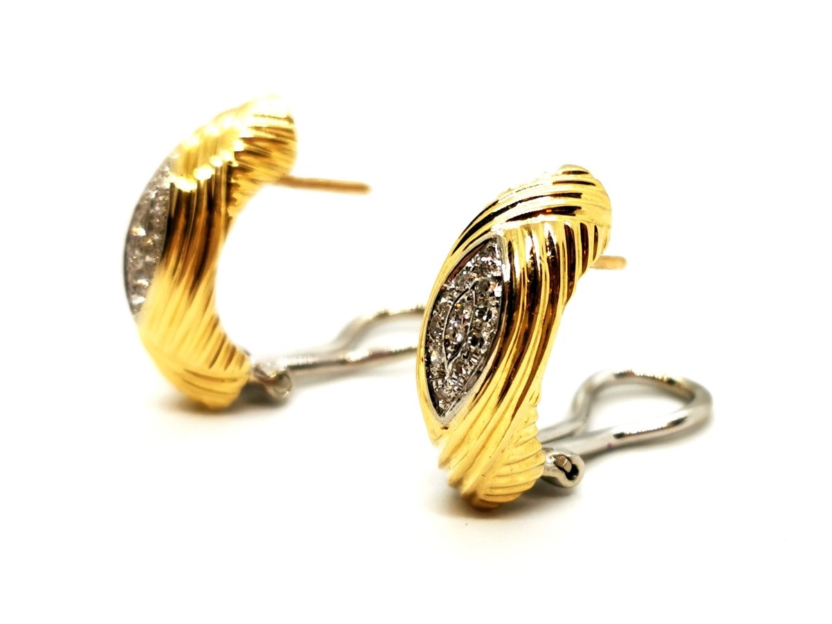 Boucles d'oreilles Clips en or jaune et diamants - Castafiore