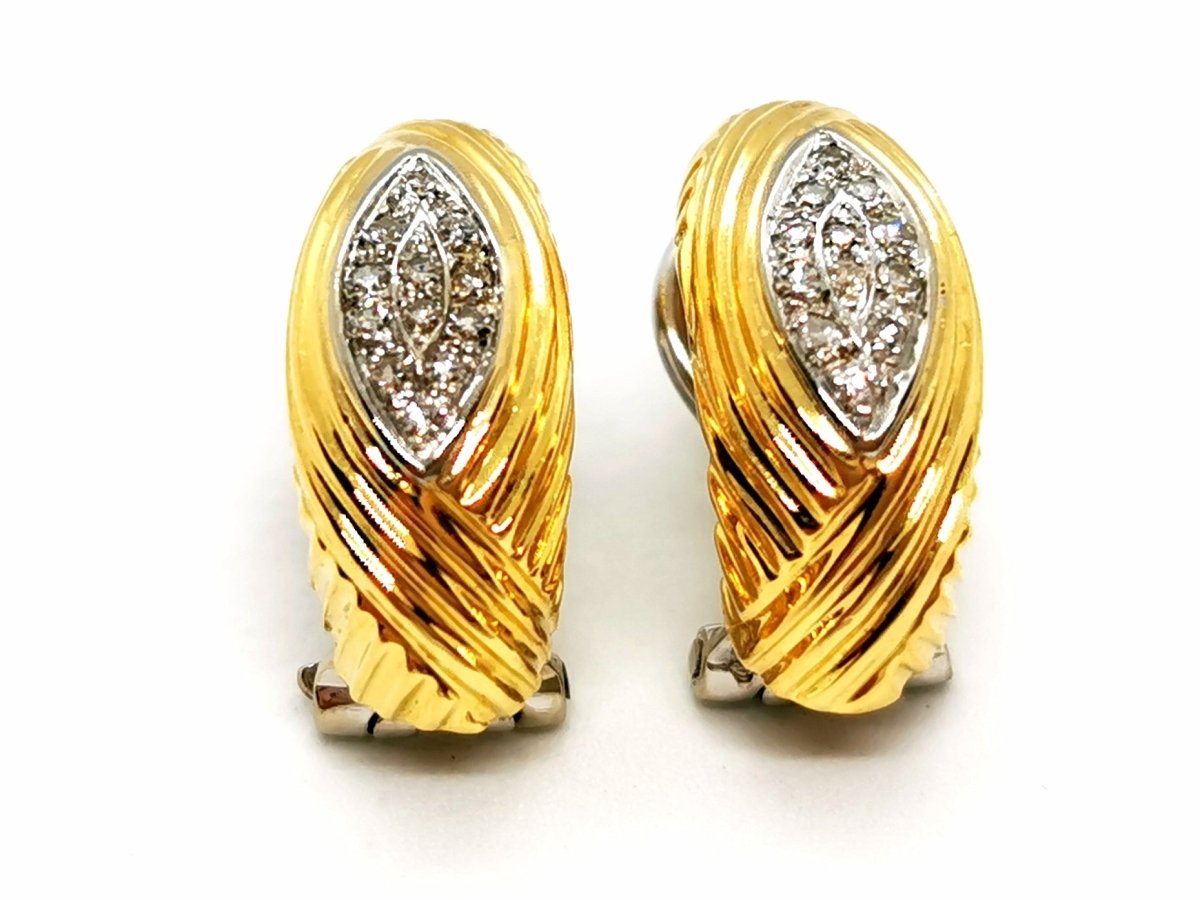 Boucles d'oreilles Clips en or jaune et diamants - Castafiore