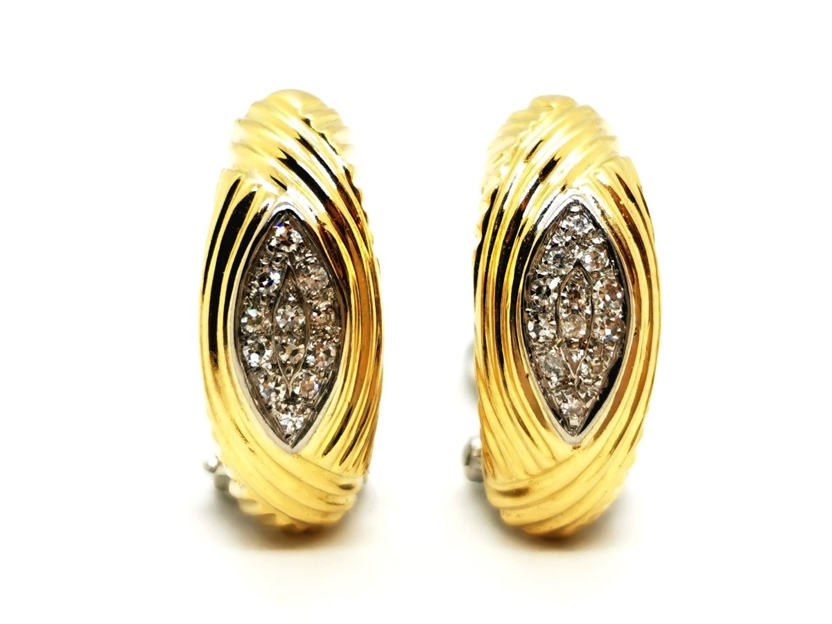 Boucles d'oreilles Clips en or jaune et diamants - Castafiore