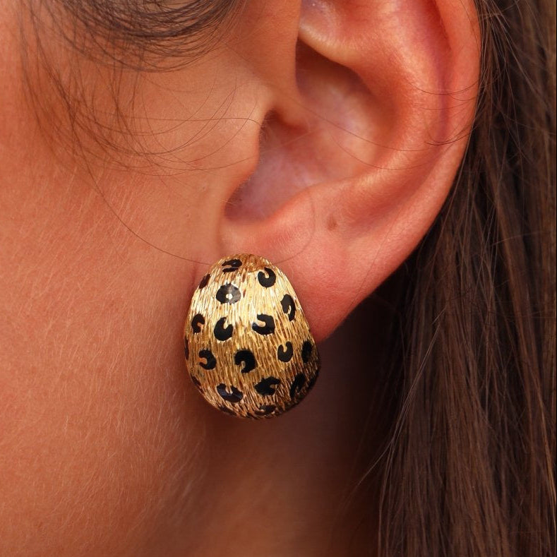 Boucles d'oreilles Clips FRED "Léopard", en or jaune et émail - Castafiore