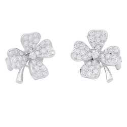 Boucles d'oreilles Clips FRED "Trèfles", en or blanc et diamants - Castafiore