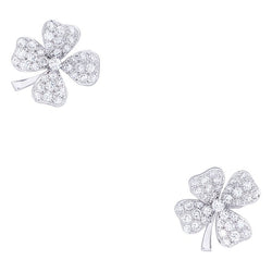 Boucles d'oreilles Clips FRED "Trèfles", en or blanc et diamants - Castafiore