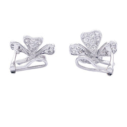 Boucles d'oreilles Clips FRED "Trèfles", en or blanc et diamants - Castafiore